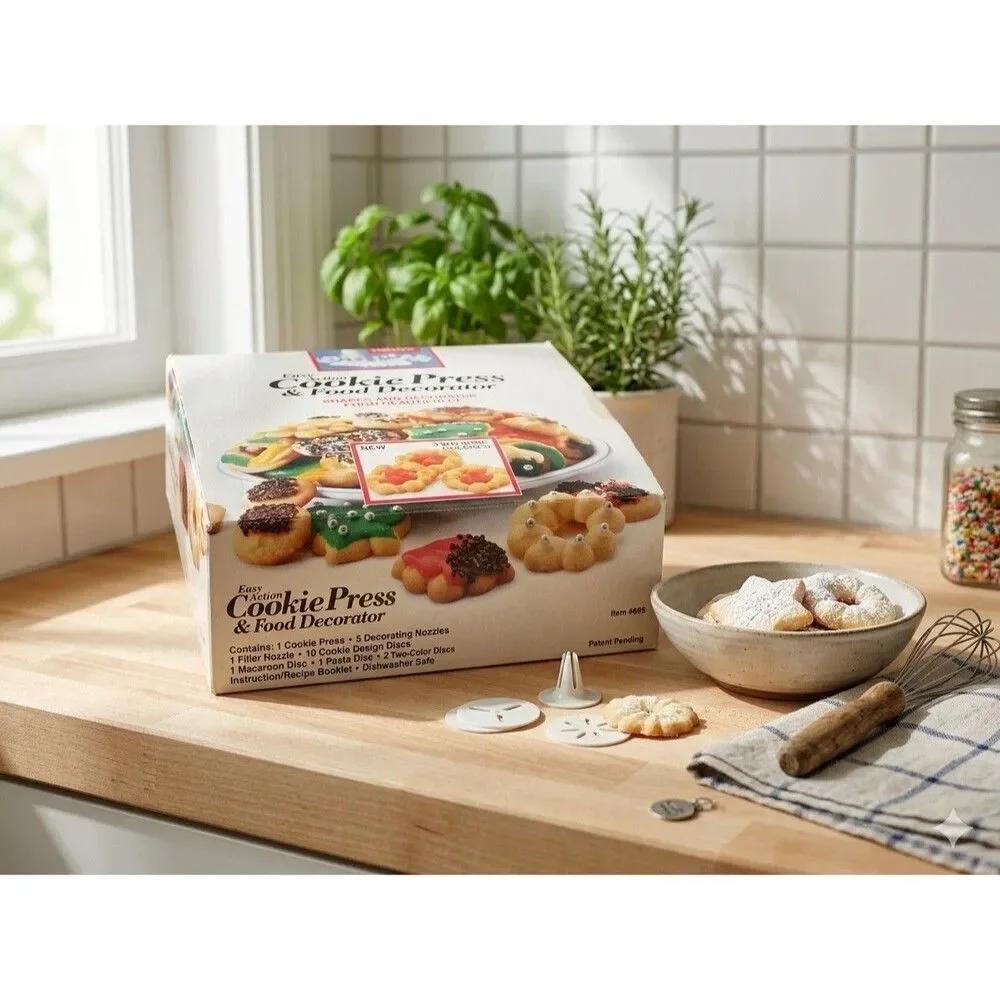 Vintage Hutzler Gerda Easy Action Cookie Press & Food Decorator #695 2-Tone